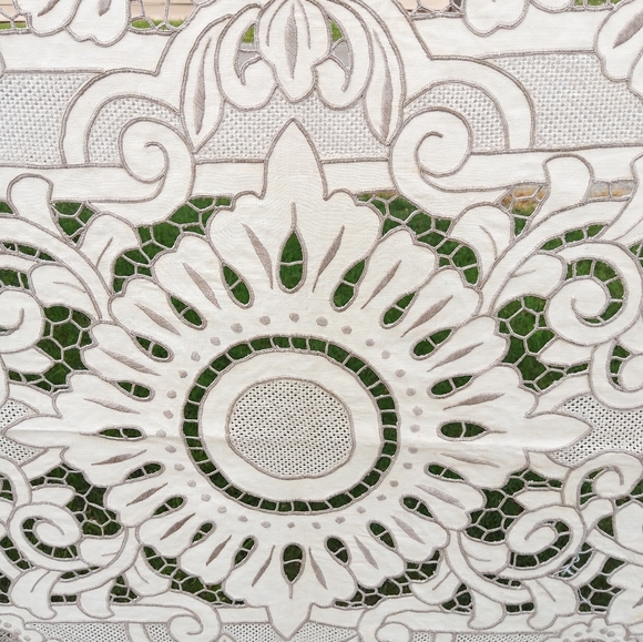 Maderia Tablecloth Birds Peacocks Cutwork - Picture 14 of 16